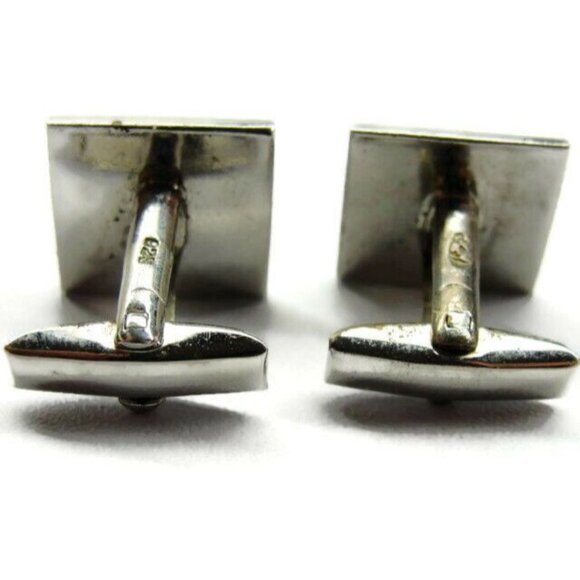 Joskes Moderist Square Ribbed Cufflinks Vintage Sterling Silver 925 Patina Tux - Picture 4 of 11